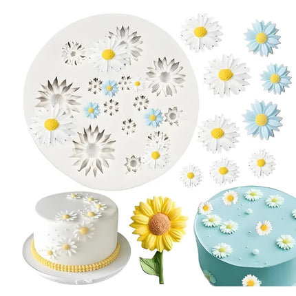 Mini Daisy Flower Silicone Mold DIY Decoration Cake Tools Chocolate 3D Mould Tools Wedding Birthday Decor Pastry Baking Mould