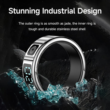 New Smart Ring SR08 LED Display Sleep Health Monitoring 5ATM Waterproof Charging Case Multi Sports Modes Ring For Men Women Gift