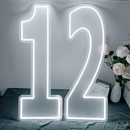 Extra-Large LED Neon Numbers Sign 76cm/100cm Stand up & Wall Mounted for Birthday Wedding Celebration Party Decor