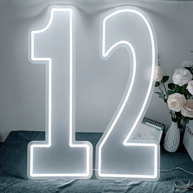 Extra-Large LED Neon Numbers Sign 76cm/100cm Stand up & Wall Mounted for Birthday Wedding Celebration Party Decor