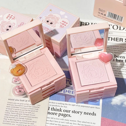 4-in-1 Embossed Matte Blush Makeup Palette Nude Eyeshadow Cheek Blusher Contouring Four-layer All-in-one Box Brightening Makeup