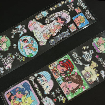 Cute Hand Drawn Anime Girl Stickers, Decorative Craft Material for Scrapbooking, Non-Roll Sticker Sheets