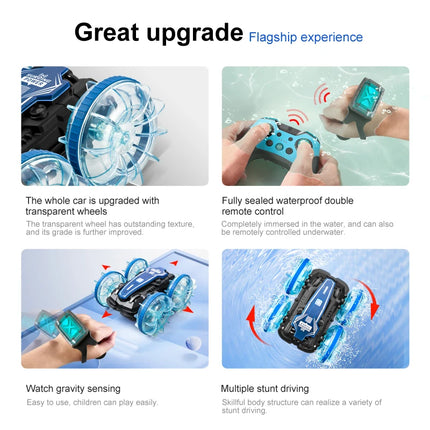 Amphibious RC car waterproof stunt car double side flip drift drive 360 ° rotation rc cars Kids toy For Outdoor Swimming Pool