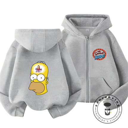 Trendy The Simpsons Cartoon Zip Up Hoodie Autumn Winter Kids Boys Girls Cute Kawaii New Children Hooded Sweatshirt 3 14 Years