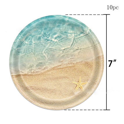 10Guests Wave Ripples Party Disposable Tableware Sea Beach Party DIY Sea Star Shell Summer Birthday Babyshower Supplies