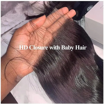 5x5 Deep Parting 100% Real HD Lace Closure Melt Skin 14-24 inch Straight Vietnamese Human Hair Pre Plucked HD Lace Frontal Only