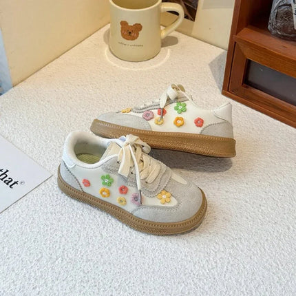 PU Leather Sport Shoes For Children Korean Style Teenager Kid's Sneakers Waterproof Outdoor Girl's Tennis Footwear Casual Shoes