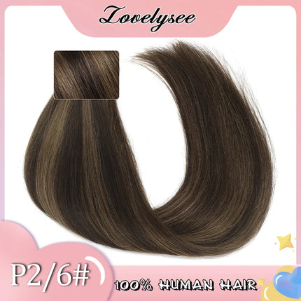 Straight V-shaped Clip in Human Hair Extensions 100% Remy Human Hair Brazilian Dark Brown Soft Hair for Women 100G 120G 140G