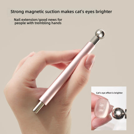 1Pcs Glass Bead Effect Nail Magnetic Stick ﻿Double Head Cat's Eye Magnetic Pen Strong Magnet Steel Ball Detachable Manicure Tool