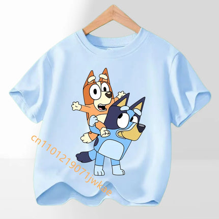 Bluey Bingo T-shirt Children's Summer Multi-color Clothing Girl Trendy Base Top Cute Cartoon Figure Print Tees Kids Birthday Gifts