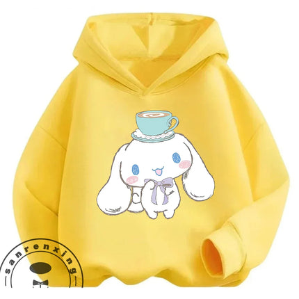 Cartoon Trendy Cinnamoroll Hoodie 3-14Y Boys Girls Autumn Winter Cute Kawaii Street Hot Fashion Outdoor Casual
