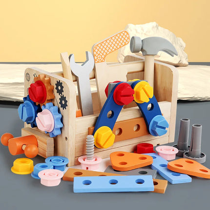 Kids Wooden Tool Bench Set with Repair Tools - Montessori Workbench, Construction & Educational Toy, Christmas Birthday Gifts