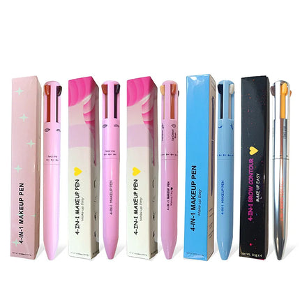 4 in 1 Long-lasting Vegan Makeup Pen Face Eye Makeup Beauty Pencil Eyebrow Eyeliner Lip Liner Highlighter Pen