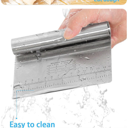 Stainless Steel Dough Pastry Scraper Pizza Cutter Chopper with Measuring Scale Multipurpose Cake Bread Separator Scale Knife