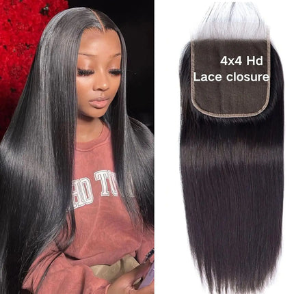 Remy Human Hair Straight 4x4 HD Lace Closure