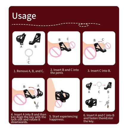 LICKER Easy To Wear ABS Stainless Steel Glans Chastity Cage Penis Head Breathable Chastity Lock Dick Bondage For Men Sissy Gay