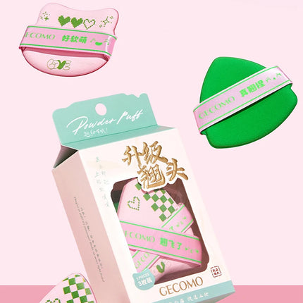 GECOMO Adorable Curved-Head Powder Puff Set — Ultra-Soft, Skin-Friendly, Non-Powder-Caking, Expands When Wet,