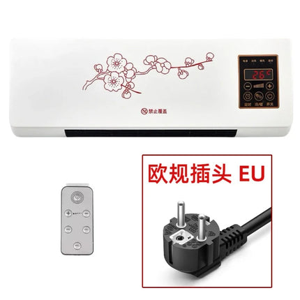 110V Wall Mounted Electric Heater Bathroom Hot Cool Fan Heater Remote Control Indoor Space Warmer for Bedroom Home Office
