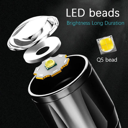 Mini LED Flashlight COB+XPE Portable Torch USB Charging Camping Lantern Zoomable Focus Light Tactical Flashlight with Pen Clip