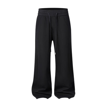 Retro Vertical Stripes Cut Drawstring Baggy Sweatpants for Men 2025 Casual Y2k Flared Joggers Black Gray Unisex Pants Wide Leg