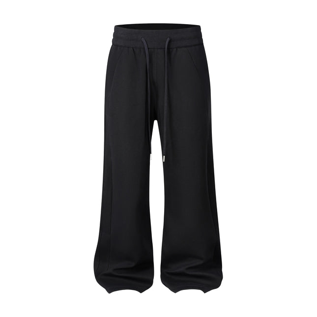 Retro Vertical Stripes Cut Drawstring Baggy Sweatpants for Men 2025 Casual Y2k Flared Joggers Black Gray Unisex Pants Wide Leg