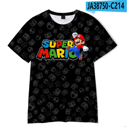 Super Mario Boys Girls Clothes Princess Peach Luigi T-shirt Cool Comfortable Sweat Absorption Short-sleeved Top Baby Show Gifts