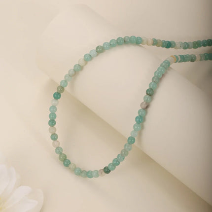 1PC 4mm natural amazonite stone beaded necklace for women ingx tiny pink wintersweet india onyx necklace women beaded jewelry