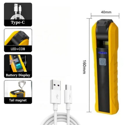 Rotatable COB Work Light LED Flashlight USB Charging Car Repair Lamp SOS Warning Light With Magnet Hook 4 Modes Camping Lantern