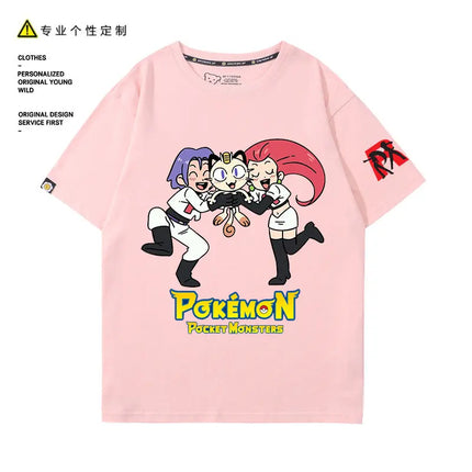 2026 Pokémon Rocket Team Short-Sleeved T-Shirt - Boys' and Girls' Children's Summer New Design Pure Cotton Half-Sleeve Clothing