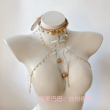 Ribbon Bow Nipple Clamps Bell Reast Punishment SM Training Erotic Collar and Chain Nipple Restraints Adult Game Flirting Sex Toy