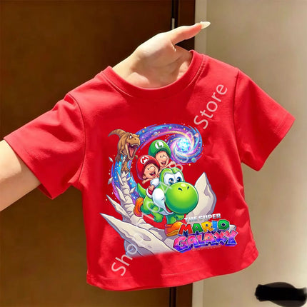 Super Marios T-shirt for Children Cartoon Anime Clothes Round Collar Clothing Short Sleeve Kid Summer Tee Top