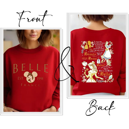 Disney Princess Belle Women's Hoodie Autumn/Winter New Men's and Women's Casual Fashion Harajuku Street Hoodie