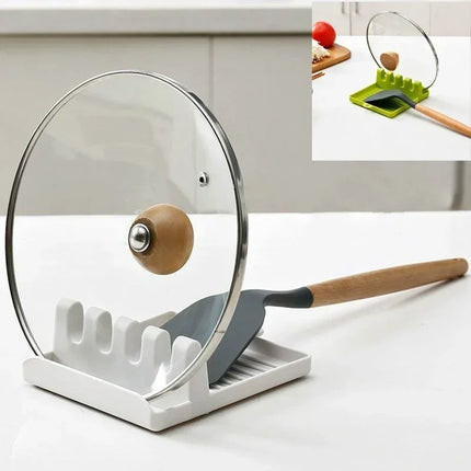 Pan Lid Holder Supports Spoons Pot Cover Rests Spatula Stand For Kitchen Convenience Utensils Tools Accessories Cooker Organizer