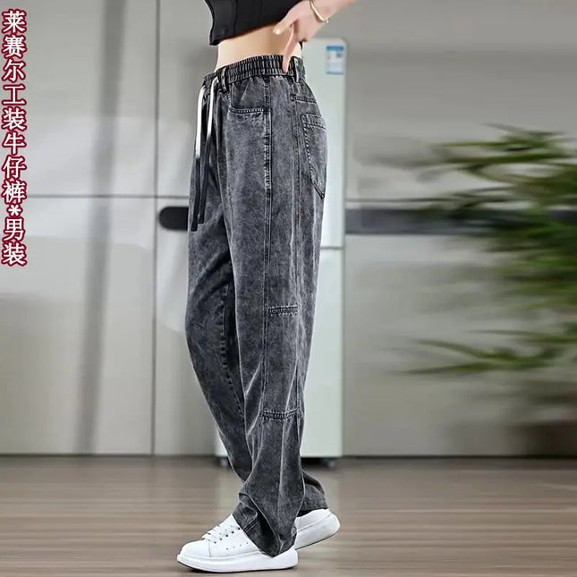 Jeans Men Italy Luxury 2026 New Summer Lyocell Ultra-thin Snowflake Jeans Men's Brand Vertical Large Size Wide Leg Pants