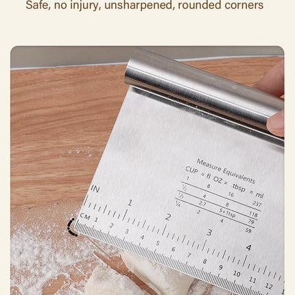 Stainless Steel Cake Scraper & Dough Cutter with Measuring Scale, DIY Dough Pastry Spatulas, Bread Baking Accessories