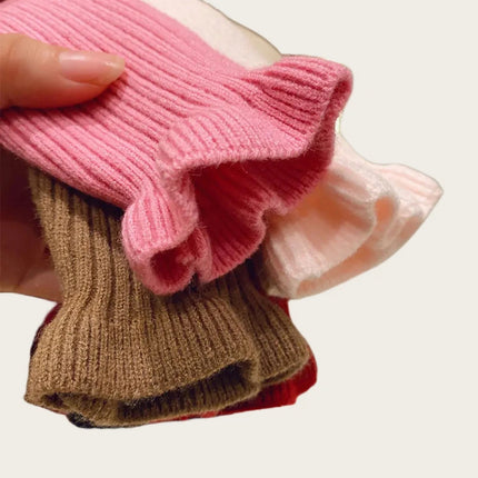 Children's Sweaters Base Tops 1-6Y 2024 Autumn Solid High Elastic Girl's Knit Pullover Kid's Turtleneck Flare Sweater for Girls