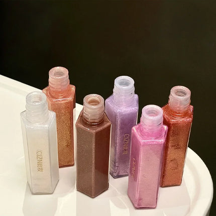 Cizn Galaxy Qin Lip Gloss Moisturizing and Long-Lasting Fine Shimmer Plumping Lip Gloss Mirror-Like Water Gloss Daily Lipstick Cosmetics Same Style as Girl Groups