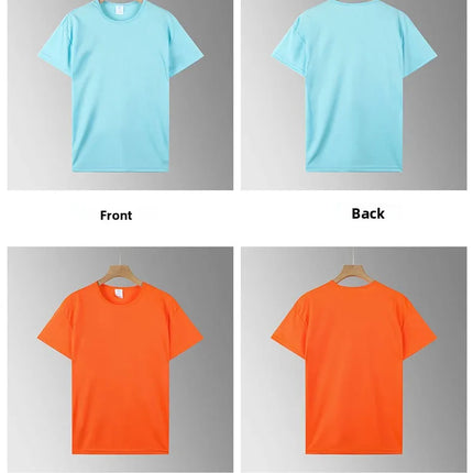 Men's Short Sleeve Sport T-shirt Quick Dry Running Blue Football Training Fitness Casual Wear Polyester Fiber round Neck T-shirt