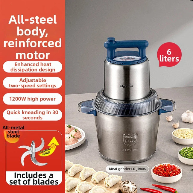 Professional 6L Commercial Meat Grinder, Industrial Grade Stainless Steel, 2-Speed Adjustable 1200W Motor, for Butcher Shop/Restaurant