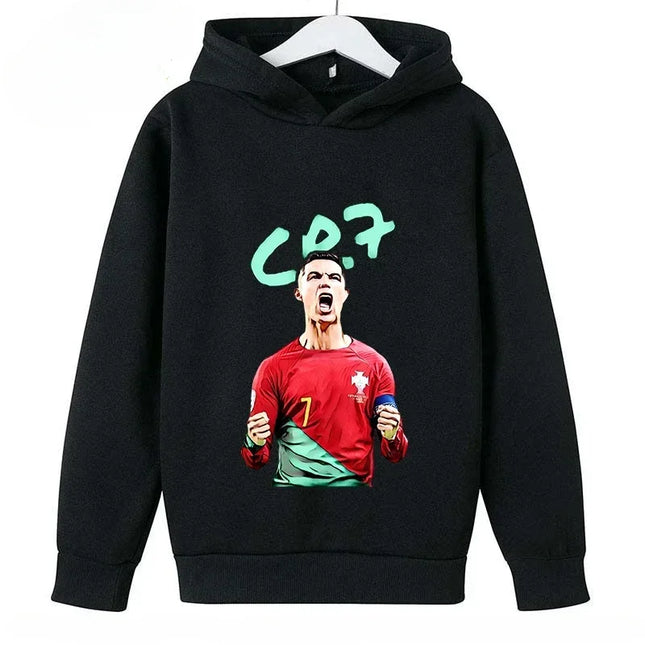 Spring Autumn Casual Children's Hoodie Sports Sweatshirt for Boys and Girls Ronaldo Printed 2-14 Years Fashion Kids Pullover Top
