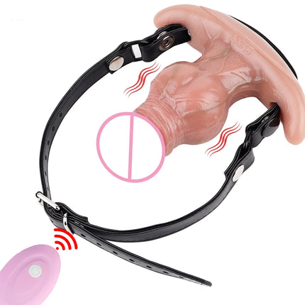 SXXY Vibrating Mouth Gag 10 Modes Bullet Vibrator Sex Toys With Adjustable Leather For Men Women Couple Game 18+