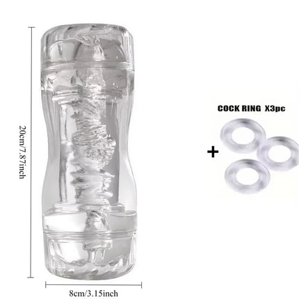 Portable Male Transparent Jelly Masturbator Cup Realistic Sucking Anal Pocket Pussy Vagina G-Spot Penis Exerciser Adult Sex Toy