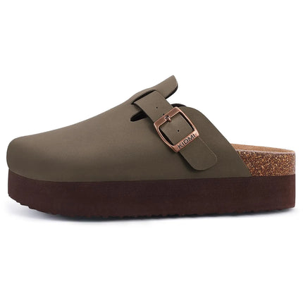 Kidmi New Women Clogs Men Clogs Suede Slippers Fashion Cork Footbed Leather Slippers Classic Mules Soft Antiskid House Slippers