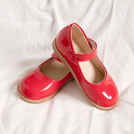 KIDSUN Black Fashion Children's Shoes Girl Formal Buckle Rubber Sole Leather Princess Dress Shoes Classic Size 21-32