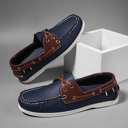 Men's Trendy Apron Toe Loafer Shoes, Slip On Comfy Non Slip For Outdoor Walking Traveling, Spring And Summer