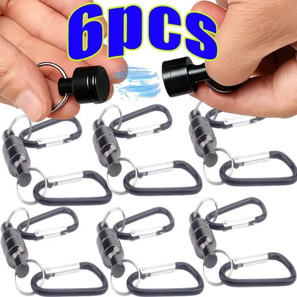 6/2pcs Magnetic Keychain Strong Magnet Carbon Steel Key Holder for Keys Organization Simple Style Outdoor Hiking Protable Tools