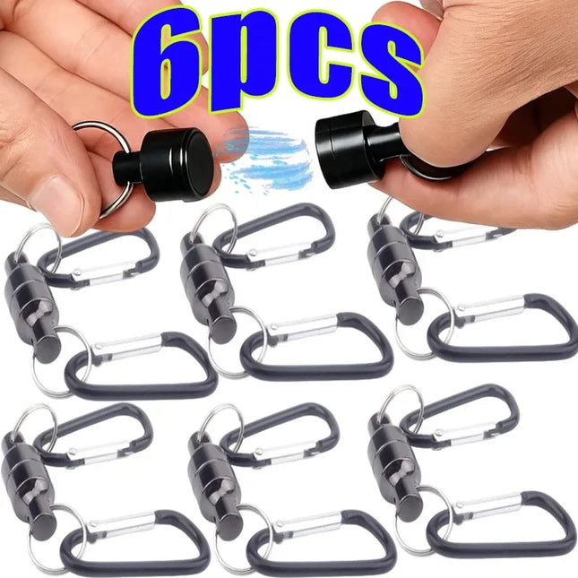 6/2pcs Magnetic Keychain Strong Magnet Carbon Steel Key Holder for Keys Organization Simple Style Outdoor Hiking Protable Tools