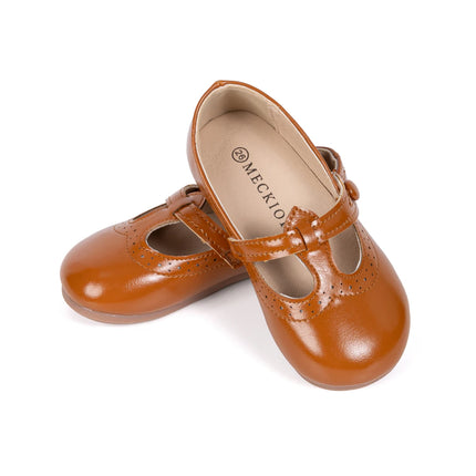 Toddler Little Kid Girls Mary Jane Flats Comfortable Perforated Leather Strap Casual Dress Shoes Versatile Party School Shoes