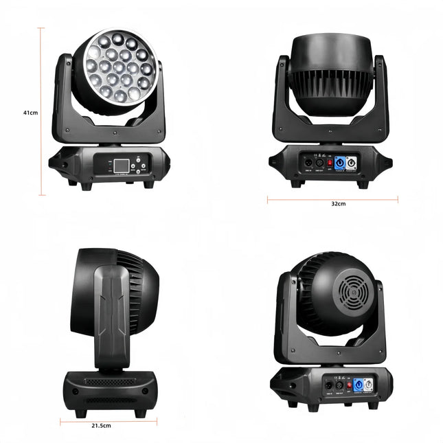 19x15W LED Beam Moving Head Light RGBW Focusing Lights Zoom Stage Effect Lighting Projector for Disco Party Theater Concert