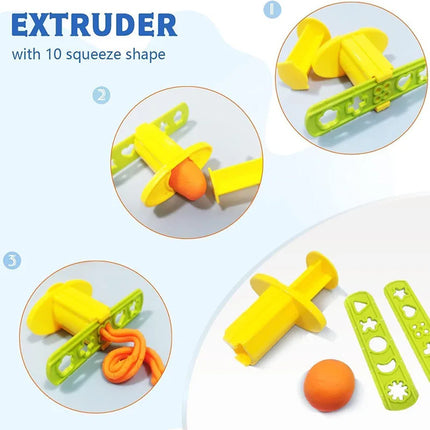 Dough Play Tools for Kids Dough Accessories Molds Dinosaur Fruit Roller Cutter Scissor Playdough Clay Mold Children DIY Toys